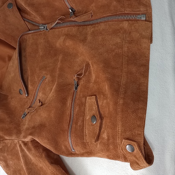 ASOS 100% REAL SUEDE LEATHER JACKET CAMEL/Rust color - Picture 7 of 14